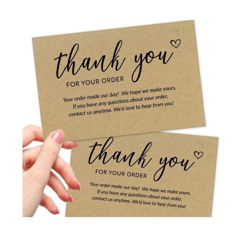 50 Large 4x6 Kraft Thank You Cards Small Business Supplies for Boutique Shops -